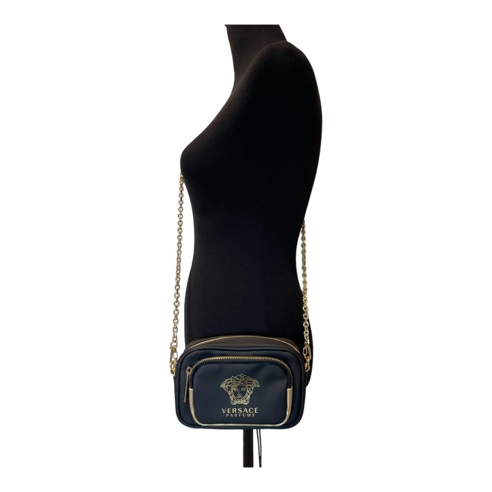 Versace Crossbody Bag Purse Handbag Gold Medusa Logo Chain Strap - Picture 3 of 5